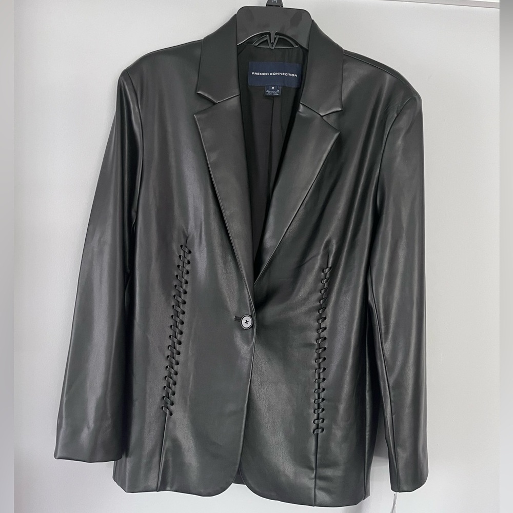 French Connection Black Leather Blazer